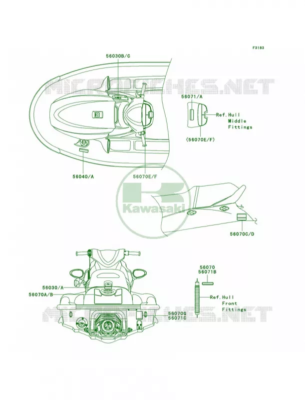Labels Kawasaki JET SKI 1500 2009 STX-15F  JT1500A9F