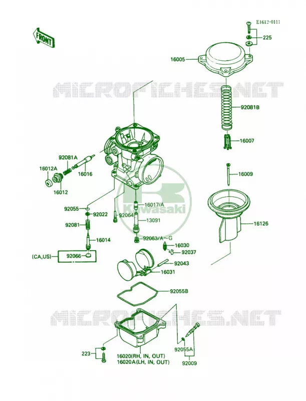 Carburetor Parts Kawasaki MOTOS 1000 1987 Concours  ZG1000-A2