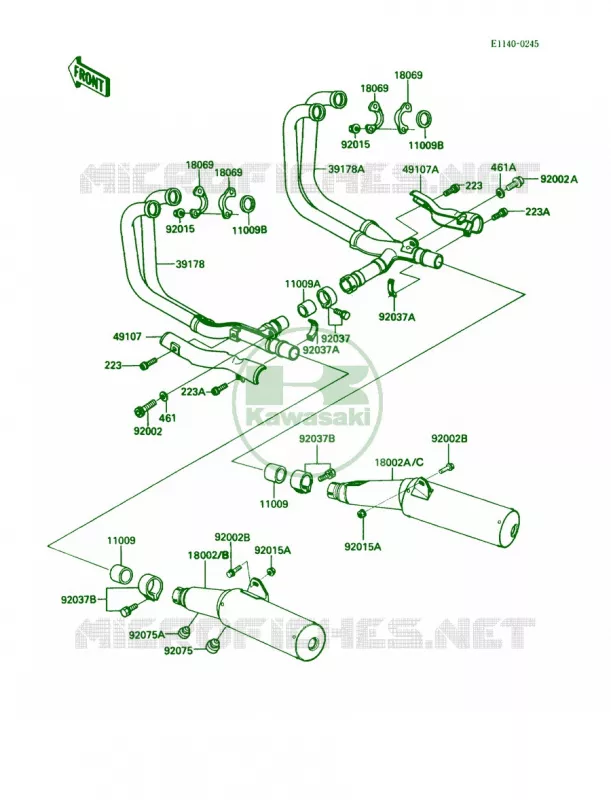 Mufflers Kawasaki MOTOS 1000 1987 Concours  ZG1000-A2