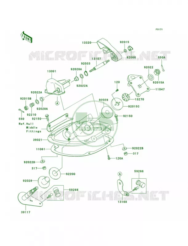 Handle Pole Kawasaki JET SKI 1500 2008 STX-15F  JT1500A8F