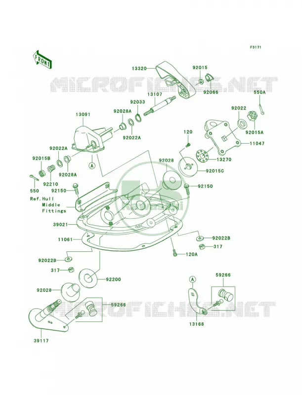 Handle Pole Kawasaki JET SKI 1200 2007 STX-12F  JT1200D7F