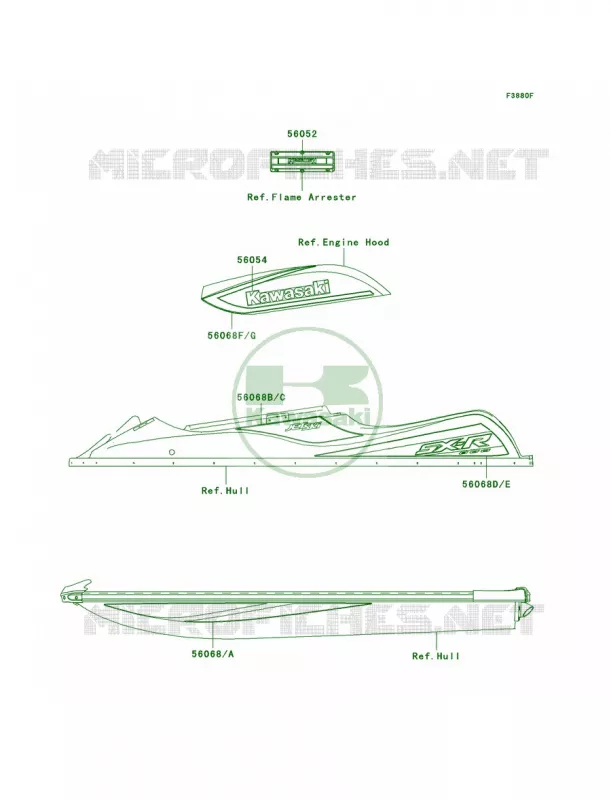 DecalsGreenA9F Kawasaki JET SKI 800 2006 800 SX-R  JS800A6F