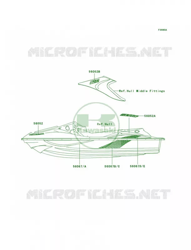 DecalsRedD7F Kawasaki JET SKI 1200 2006 STX-12F  JT1200D6F