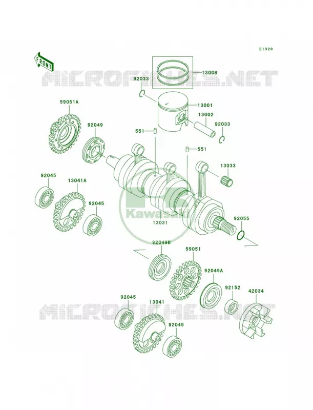 CrankshaftPistons Kawasaki JET SKI 1200 2005 1200 STX-R  JT1200-C2