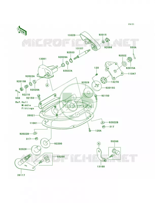 Handle Pole Kawasaki JET SKI 1200 2005 STX-12F  JT1200-D1