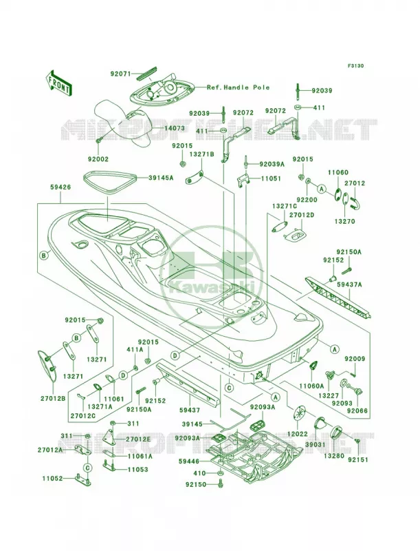 Hull Kawasaki JET SKI 1200 2005 STX-12F  JT1200-D1