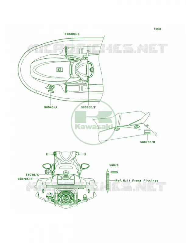 Labels Kawasaki JET SKI 1200 2005 STX-12F  JT1200-D1