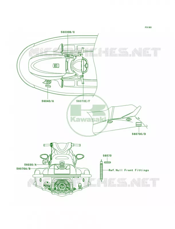 Labels Kawasaki JET SKI 1500 2005 STX-15F  JT1500-A2