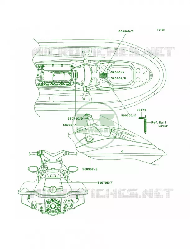 Labels Kawasaki JET SKI 1200 2004 ULTRA 150  JH1200-B2