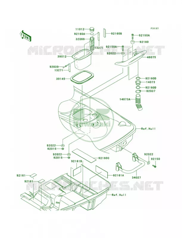 Hull Rear Fittings Kawasaki JET SKI 1200 2004 STX-12F  JT1200-B2