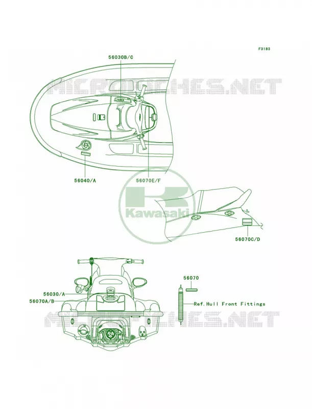 Labels Kawasaki JET SKI 1200 2004 STX-12F  JT1200-B2