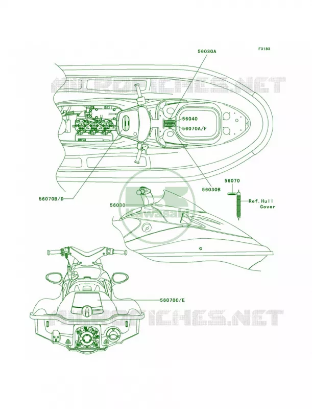 Labels Kawasaki JET SKI 1100 2003 ULTRA 130  JH1100-B3