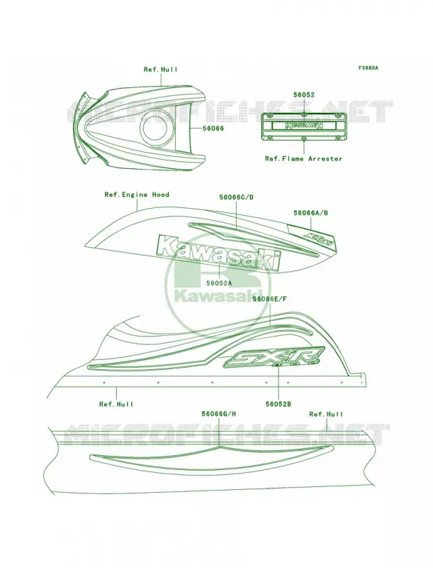 DecalsGreenA2 Kawasaki JET SKI 800 2003 800 SX-R  JS800-A1