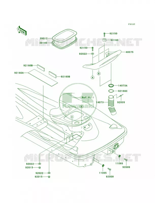 Hull Rear Fittings Kawasaki JET SKI 1200 2003 1200 STX-R  JT1200-A2