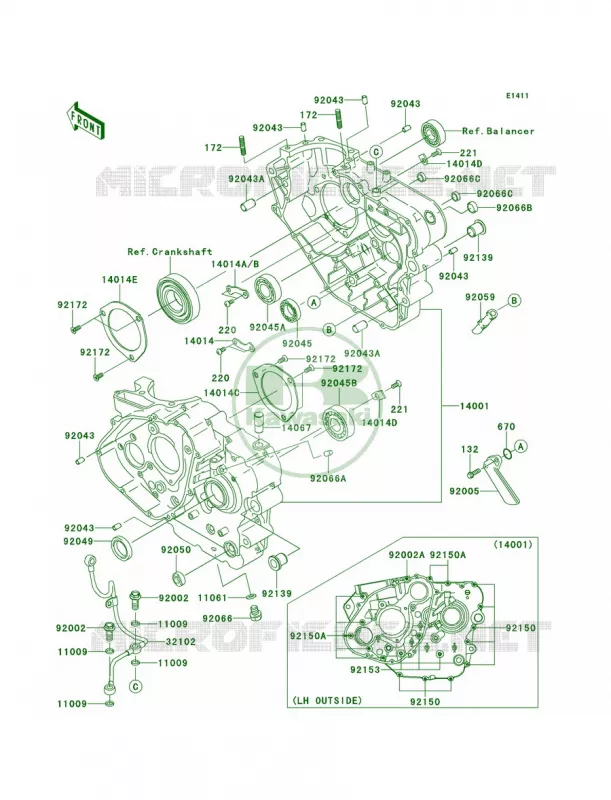 Crankcase Kawasaki MOTOS 650 2014 KLR650  KL650EEF