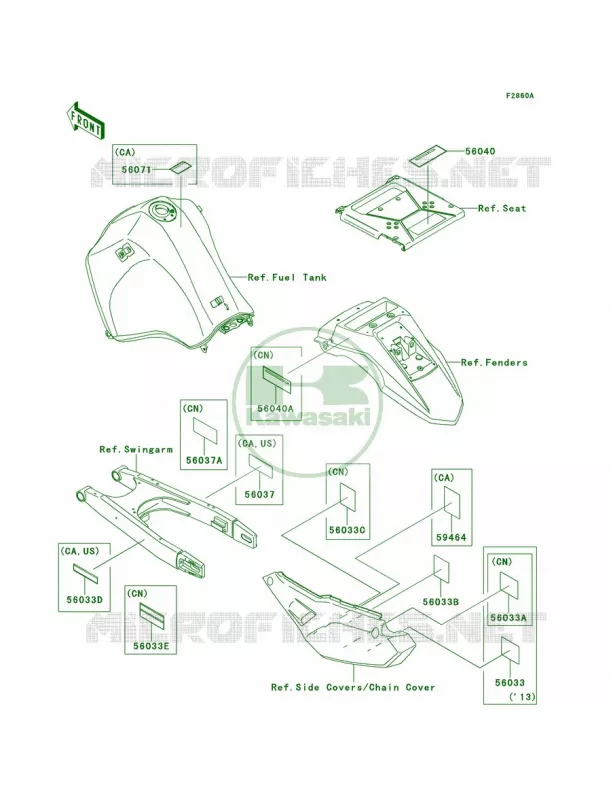 LabelsEDF-EES Kawasaki MOTOS 650 2014 KLR650  KL650EEF