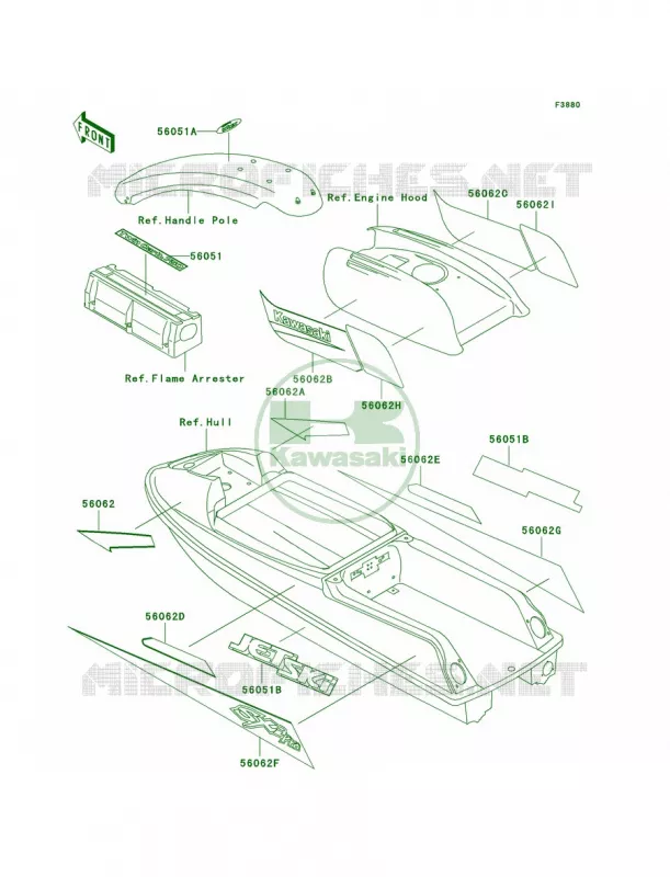 DecalsJS750-C1 Kawasaki JET SKI 750 2000 SXI PRO  JS750-C3