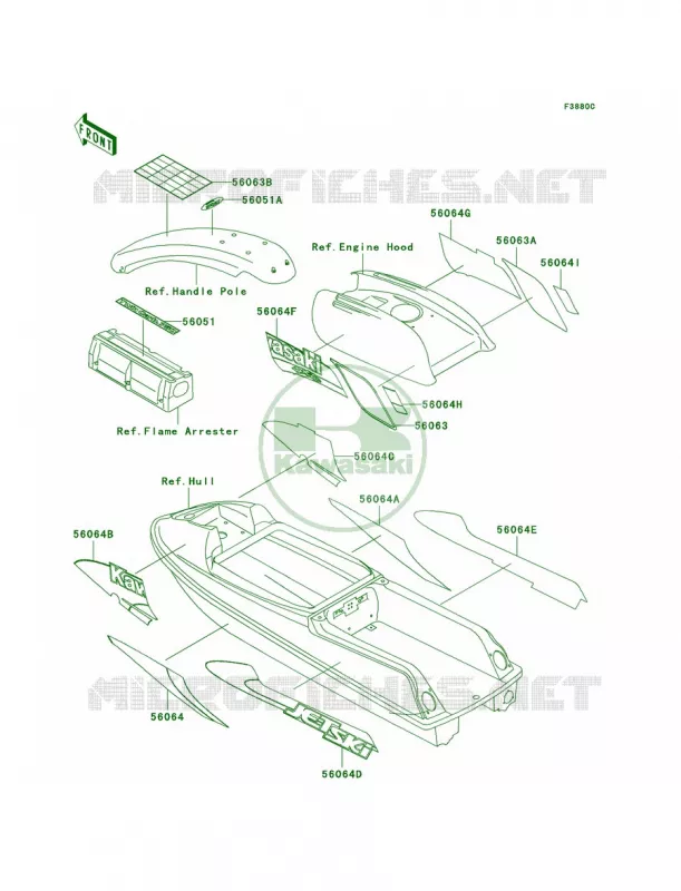 DecalsJS750-C4 Kawasaki JET SKI 750 1998 SXI PRO  JS750-C1