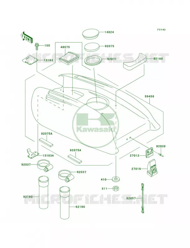 Engine Hood Kawasaki JET SKI 750 1996 750 SXI  JS750-B2