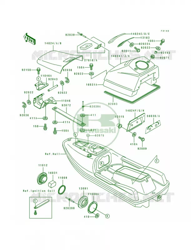 Hull Fittings Kawasaki JET SKI 650 1995 TS  JF650-B7