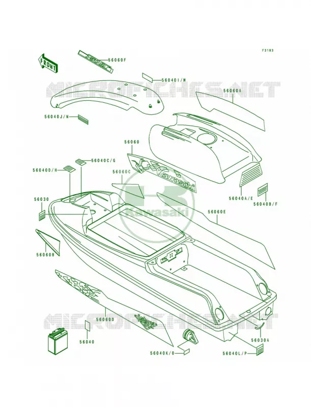 LabelsJS750-A1 Kawasaki JET SKI 750 1995 750 SX  JS750-A4
