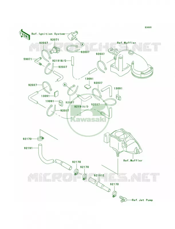 Cooling Kawasaki JET SKI 750 1995 STS  JT750-B1