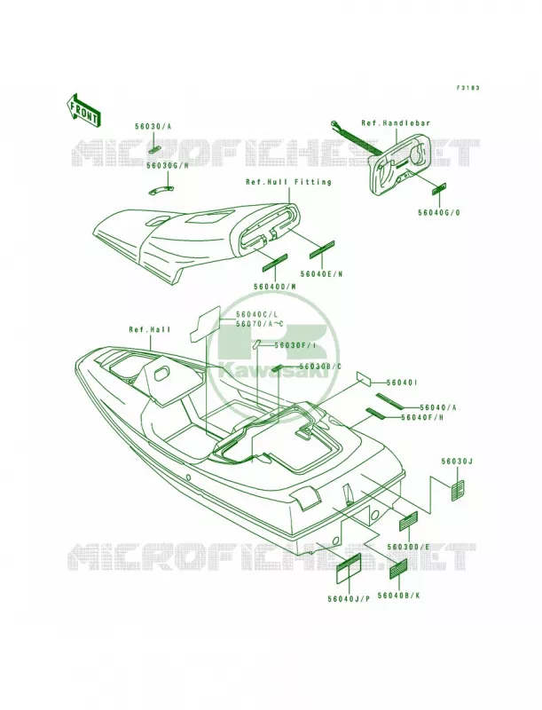 Labels Kawasaki JET SKI 650 1993 SC  JL650-A3