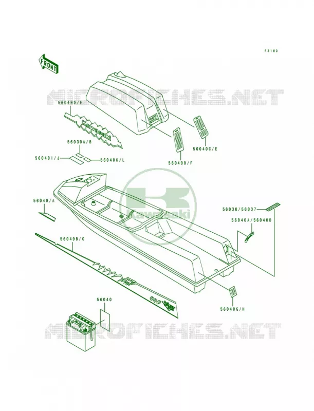 Label Kawasaki JET SKI 440 1992 JS440  JS440-A16