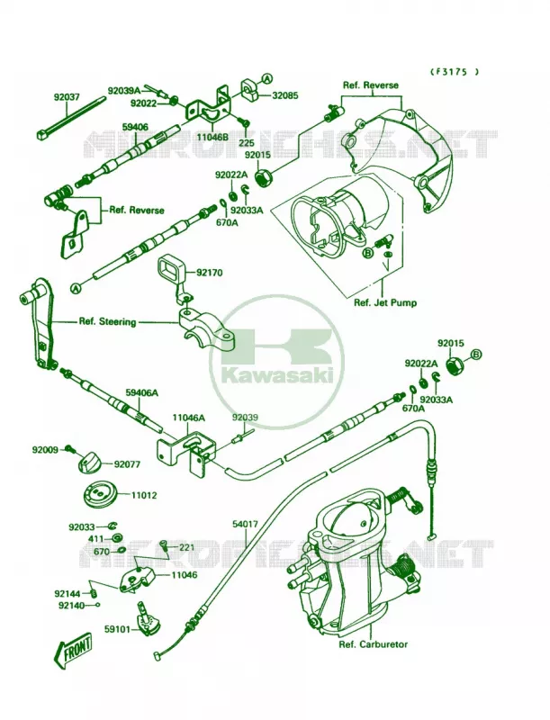 Cable Kawasaki JET SKI 650 1991 JET MATE  JB650-A3