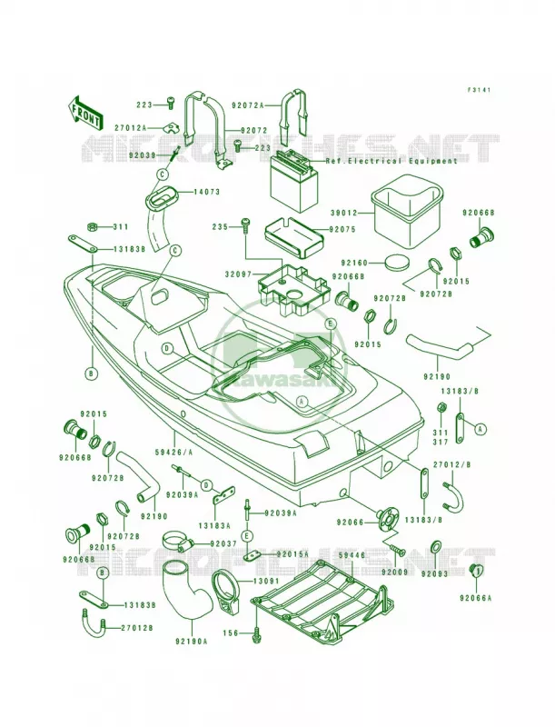 Hull Kawasaki JET SKI 650 1991 SC  JL650-A1