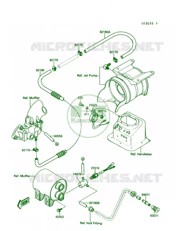 Cooling Kawasaki JET SKI 650 1990 JET MATE  JB650-A2