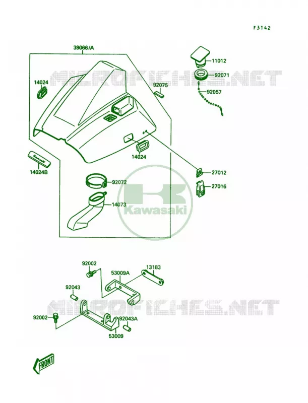 Engine Hood Kawasaki JET SKI 650 1990 X2  JF650-A5