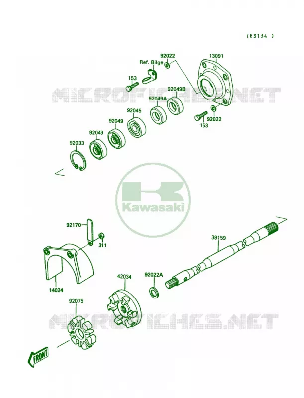 Drive Shaft Kawasaki JET SKI 650 1990 650 SX  JS650-A4
