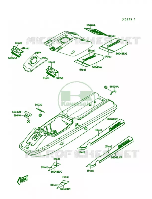 LabelsJS650-A3 Kawasaki JET SKI 650 1990 650 SX  JS650-A4