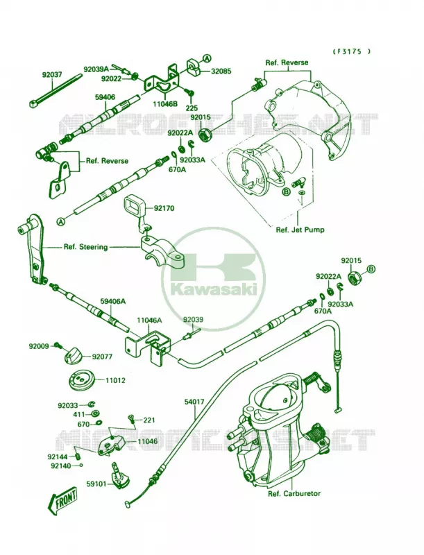 Cables Kawasaki JET SKI 650 1989 JET MATE  JB650-A1