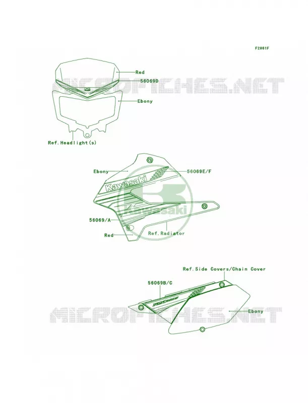 DecalsF.RedTCF Kawasaki MOTOS 250 2011 KLX250S  KLX250TBF