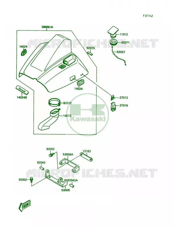 Engine Hood Kawasaki JET SKI 650 1989 X2  JF650-A4