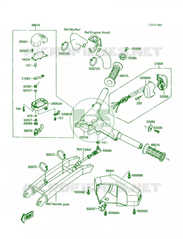 HandlebarJS300-A1 Kawasaki JET SKI 300 1989 300 SX  JS300-A3
