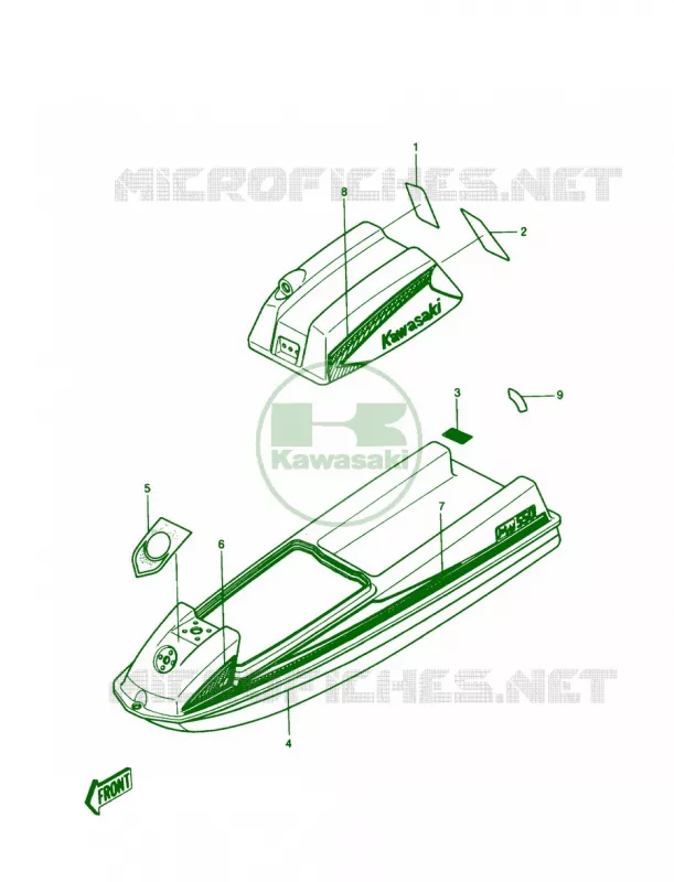 LABELS JS550-A7 Kawasaki JET SKI 550 1989 JS550  JS550-A8