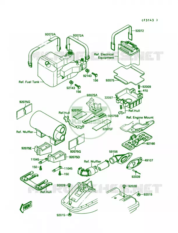 Hull Fittings Kawasaki JET SKI 650 1989 650 SX  JS650-A3