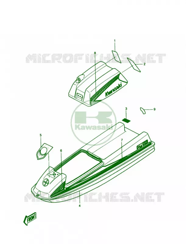 LABELS JS550-A7 Kawasaki JET SKI 550 1988 JS550  JS550-A7