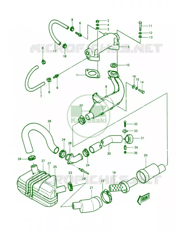 MufflerJS440-A11A12A13 Kawasaki JET SKI 440 1987 JS440  JS440-A11