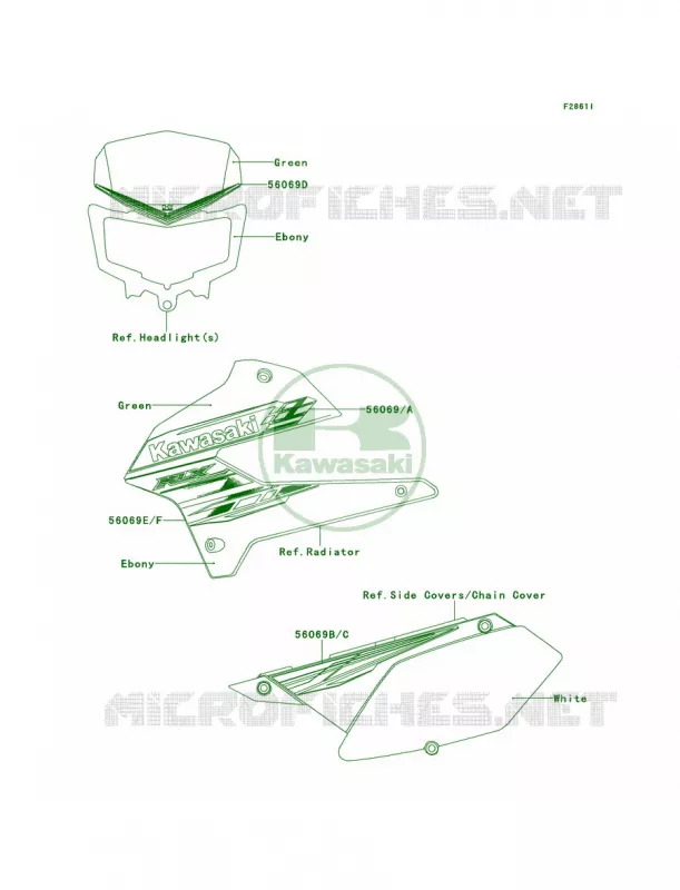 DecalsGreenTDF Kawasaki MOTOS 250 2010 KLX250S  KLX250TAF