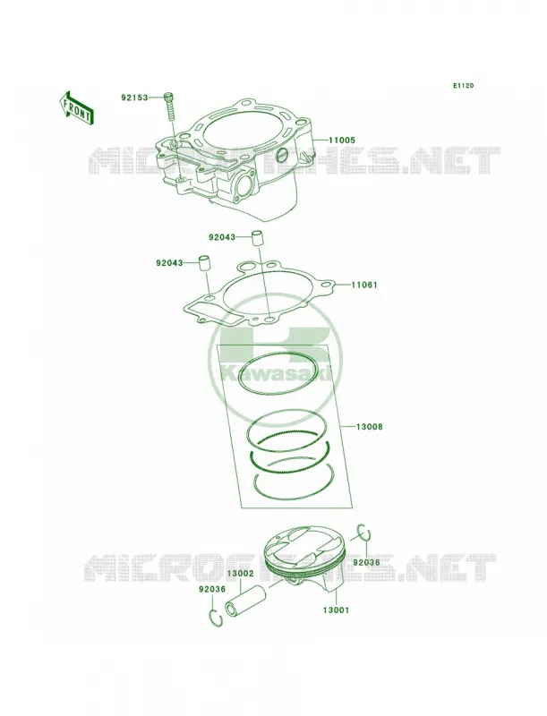 CylinderPistons Kawasaki MOTOS 450 2012 KLX450R  KLX450ACF