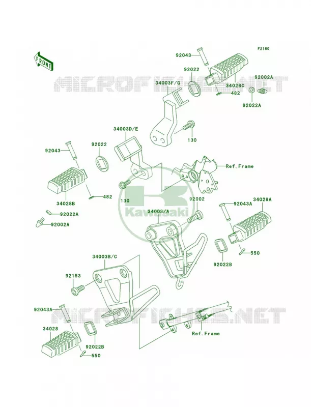 Footrests Kawasaki MOTOS 650 2008 KLR650  KL650E8F