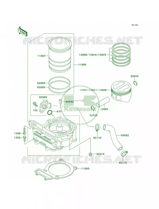 CylinderPistons Kawasaki MOTOS 250 2005 KLR250  KL250-D22