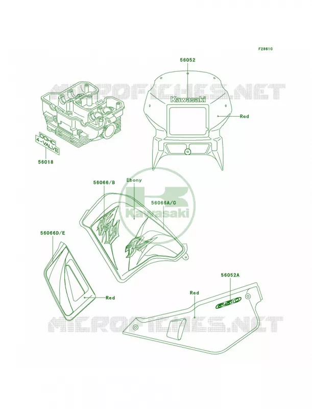 DecalsRedA18 Kawasaki MOTOS 650 2004 KLR650  KL650-A18