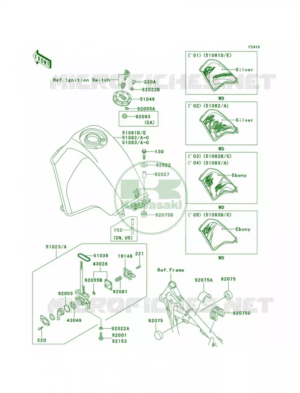 Fuel Tank44 Kawasaki MOTOS 650 2004 KLR650  KL650-A18