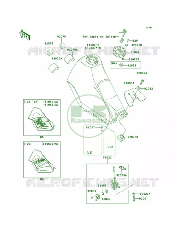 Fuel Tank Kawasaki MOTOS 250 2003 KLR250  KL250-D20