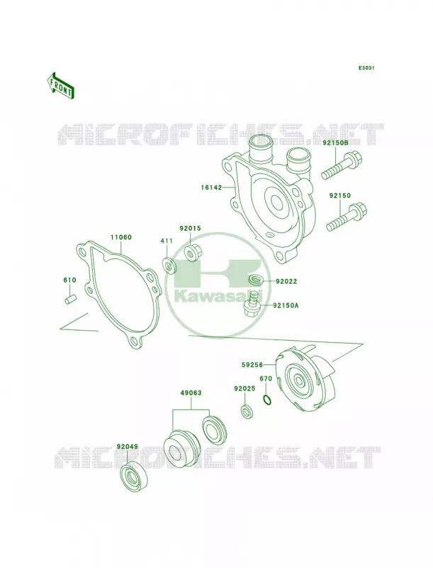 Water Pump Kawasaki MOTOS 650 2003 KLR650  KL650-A17